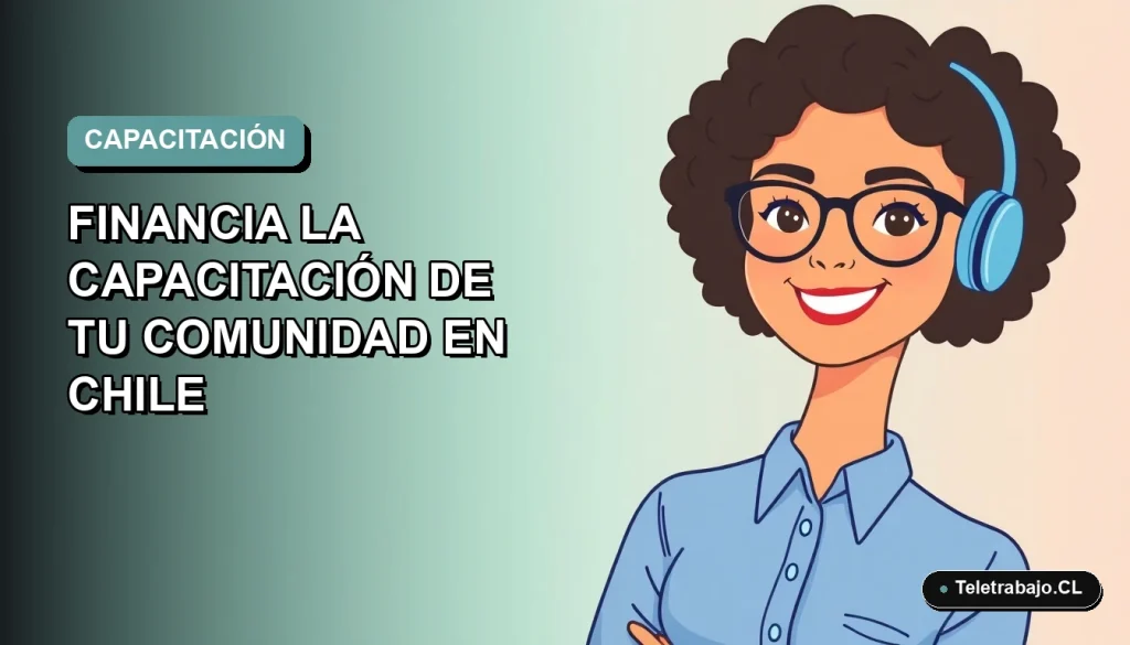 Ilustración vectorial plana de una trabajadora remota sonriente con blusa azul, sobre fondo degradado suave azul verdoso. Espacio negativo a la izquierda.