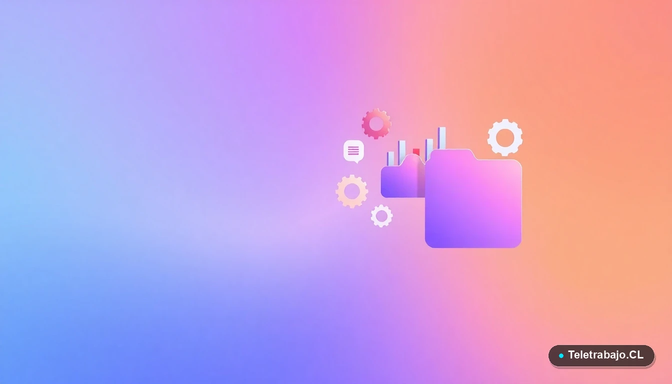 Composición abstracta de interfaz de usuario con gráficos y iconos flotantes sobre fondo degradado, simbolizando datos y beneficios laborales tecnológicos.