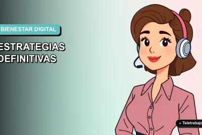 Ilustración plana vectorial de una mujer profesional feliz trabajando remotamente, estilo Corporate Memphis, con fondo degradado suave azul verdoso.