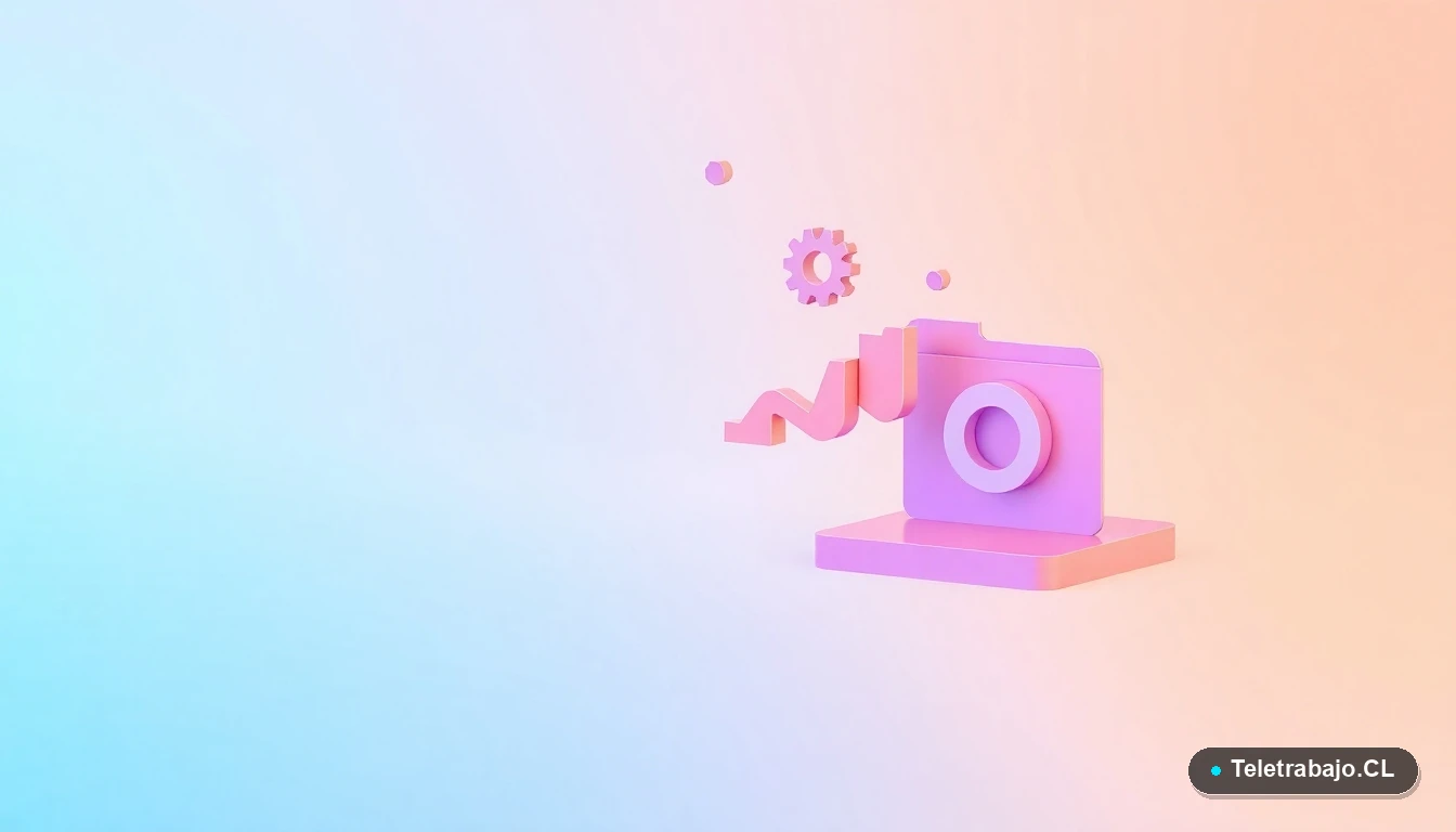 Elementos abstractos de interfaz de usuario tecnológica, con gráficos flotantes y engranajes en tonos lavanda y durazno, sobre fondo degradado menta, concepto de Big Data.