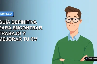 Ilustración vectorial plana de un trabajador remoto masculino con suéter verde, en estilo Corporate Memphis, sobre fondo degradado azul. Guía para Black Friday Laboral en Chile 2026.