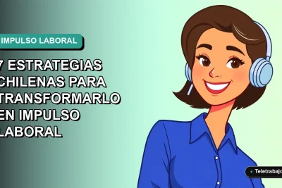 Ilustración vectorial plana de una mujer profesional chilena con blusa azul y peinado moderno, mirando con optimismo. Fondo con degradado suave de azul a verde, espacio negativo a la izquierda.