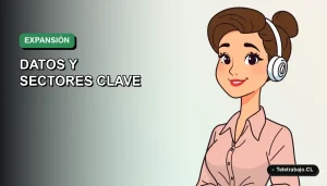 Ilustración vectorial plana de una mujer profesional trabajando de forma remota, con un fondo de gradiente suave, representando el crecimiento empresarial en España.