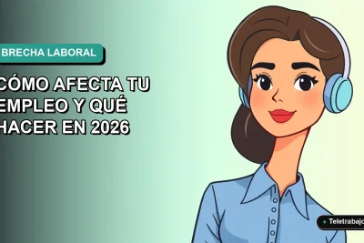 Ilustración vectorial plana de una mujer profesional chilena con blusa azul, mirando a la cámara, sobre fondo degradado verde azulado. Concepto de brecha de género en el empleo.