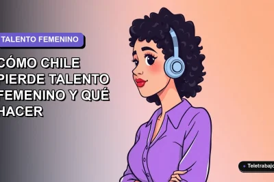 Ilustración vectorial plana de una mujer profesional chilena en tecnología, con expresión pensativa, sobre fondo degradado lavanda y gris. Espacio negativo a la izquierda.