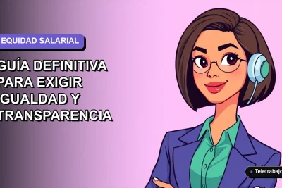 Ilustración vectorial plana moderna de una mujer profesional chilena trabajando remotamente, con fondo degradado lavanda, representando la transparencia y lucha por la igualdad salarial en Chile 2026.
