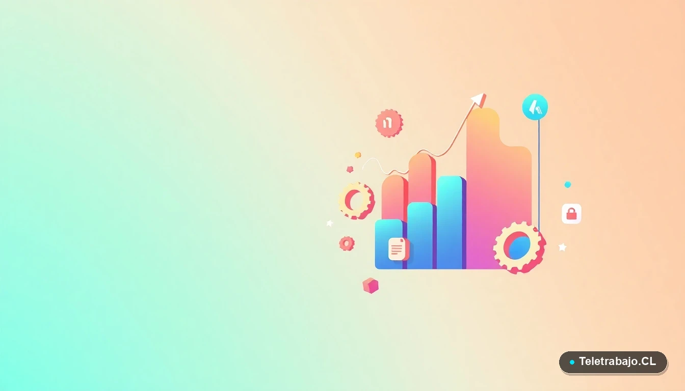 Composición abstracta de interfaz de usuario tecnológica con gráficos y engranajes flotantes, estilo vectorial plano, sobre fondo degradado menta, simbolizando datos y transparencia para la equidad salarial.