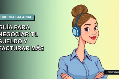 Ilustración vectorial plana de una mujer profesional chilena con blusa azul y pelo recogido, sobre fondo degradado suave, representando la negociación salarial.