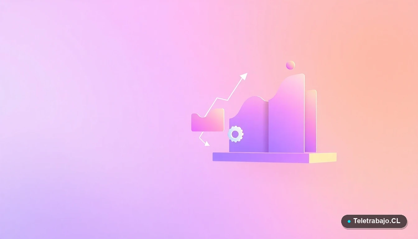 Elementos de interfaz de usuario abstractos y modernos, como gráficos y engranajes, representando el cálculo y la gestión del aporte SENCE en Chile.