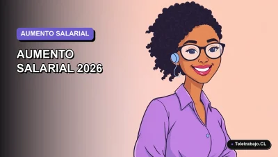 Ilustración vectorial plana de una mujer profesional chilena sonriente, con fondo degradado lavanda, representando el cálculo de reajuste salarial.