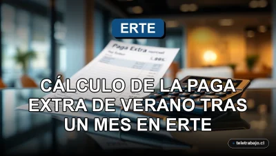 Documento de nómina y calculadora sobre escritorio moderno con fondo desenfocado, representando el cálculo de la paga extra.