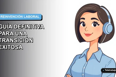 Ilustración plana vectorial de una mujer profesional con blusa azul y corte de bob, sobre fondo degradado azul y blanco, representando transición de carrera.