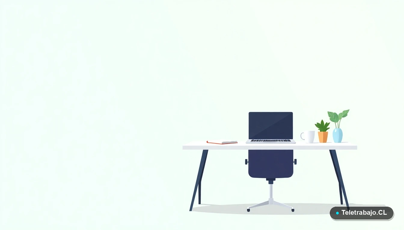 Escritorio moderno minimalista con laptop, cuaderno, taza de café y planta, sobre fondo degradado verde menta, concepto de espacio de trabajo preparado.