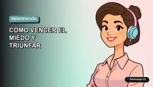 Ilustración vectorial plana de una mujer profesional chilena con expresión de confianza, sobre un fondo degradado suave en tonos teal y blanco.