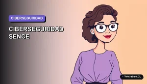 Ilustración vectorial plana de una mujer profesional de tecnología en capacitación de ciberseguridad, estilo premium y moderno.