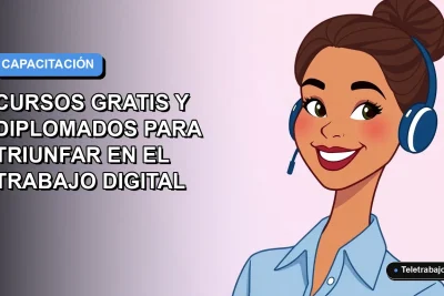 Ilustración plana vectorial de una mujer profesional con blusa azul y cabello recogido, sonriendo, sobre un fondo degradado suave azul y lila. Espacio negativo a la izquierda.