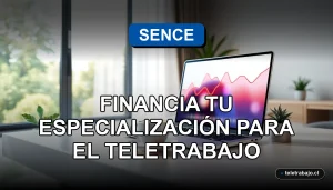 Capacitación SENCE 2026 para especialización en teletrabajo, fondo de escritorio moderno.