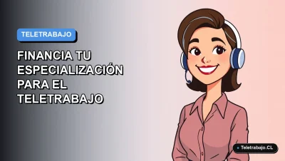 Ilustración vectorial plana de una mujer profesional de teletrabajo sonriendo, con fondo degradado azul y naranja. Espacio negativo a la izquierda.