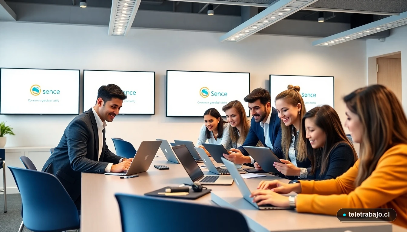 Profesionales chilenos participando en capacitación digital SENCE 2026 para mejorar su empleabilidad