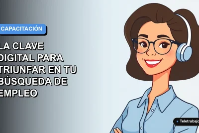 Ilustración vectorial plana de una mujer profesional con blusa azul y lentes, sonriendo, sobre un fondo degradado suave azul y gris. Espacio negativo a la izquierda.
