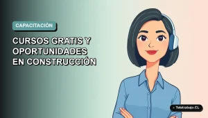 Ilustración plana vectorial de una mujer profesional con blusa azul y corte bob, sobre fondo degradado suave. Representa capacitación técnica femenina.