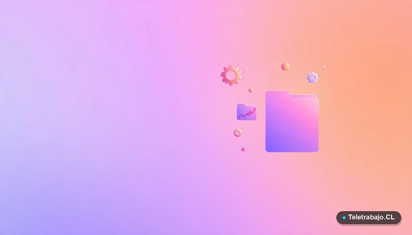 Composición abstracta de interfaz de usuario con gráficos flotantes y iconos minimalistas en tonos lavanda y durazno, representando capacitación digital en turismo.