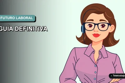 Ilustración vectorial plana de una mujer profesional chilena con blusa azul y lentes, sobre fondo degradado verde menta, representando carreras con futuro en Chile 2026.