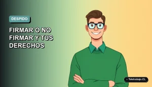 Ilustración vectorial plana de un trabajador masculino de tecnología con suéter verde, sobre un fondo degradado azul verdoso. Espacio negativo a la izquierda.