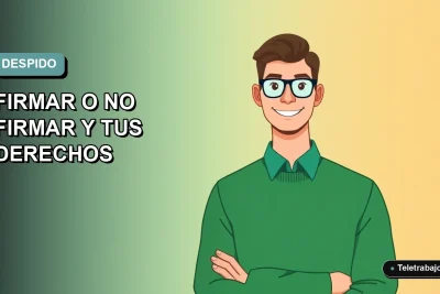 Ilustración vectorial plana de un trabajador masculino de tecnología con suéter verde, sobre un fondo degradado azul verdoso. Espacio negativo a la izquierda.