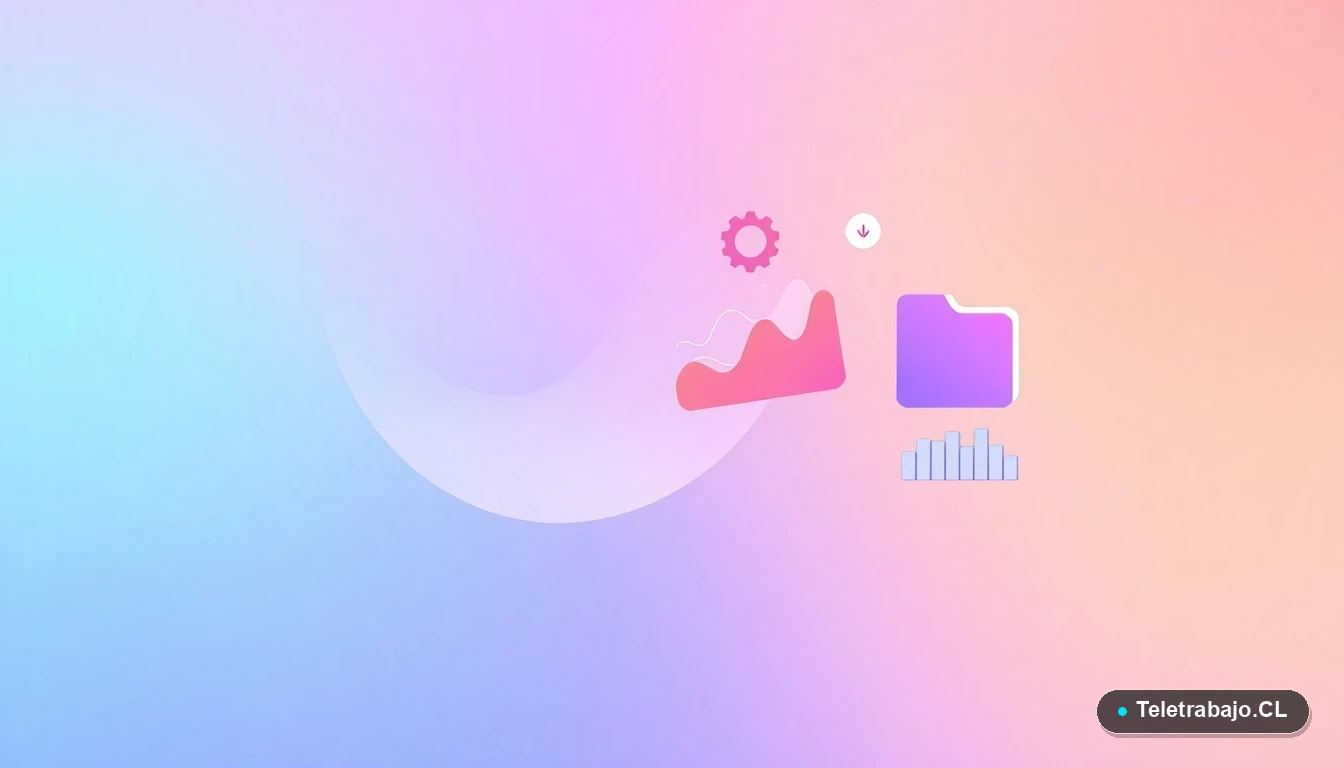 Elementos de interfaz de usuario abstractos y modernos flotando sobre un fondo degradado, representando herramientas digitales para la creación de documentos profesionales.