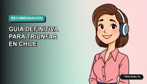 Ilustración plana vectorial de una mujer profesional chilena sonriendo, con fondo degradado azul verdoso, concepto de carta de recomendación laboral efectiva.