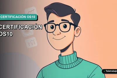 Ilustración vectorial plana premium de un trabajador tecnológico masculino junto a una interfaz digital, representando la certificación OS10 en Chile. Fondo con gradiente suave.