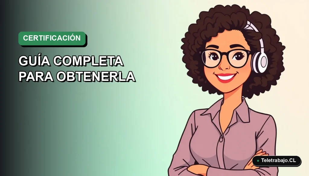 Ilustración plana corporativa de una mujer profesional de teletrabajo sonriente, con fondo degradado verde azulado, para guía de certificación SEC 2026.