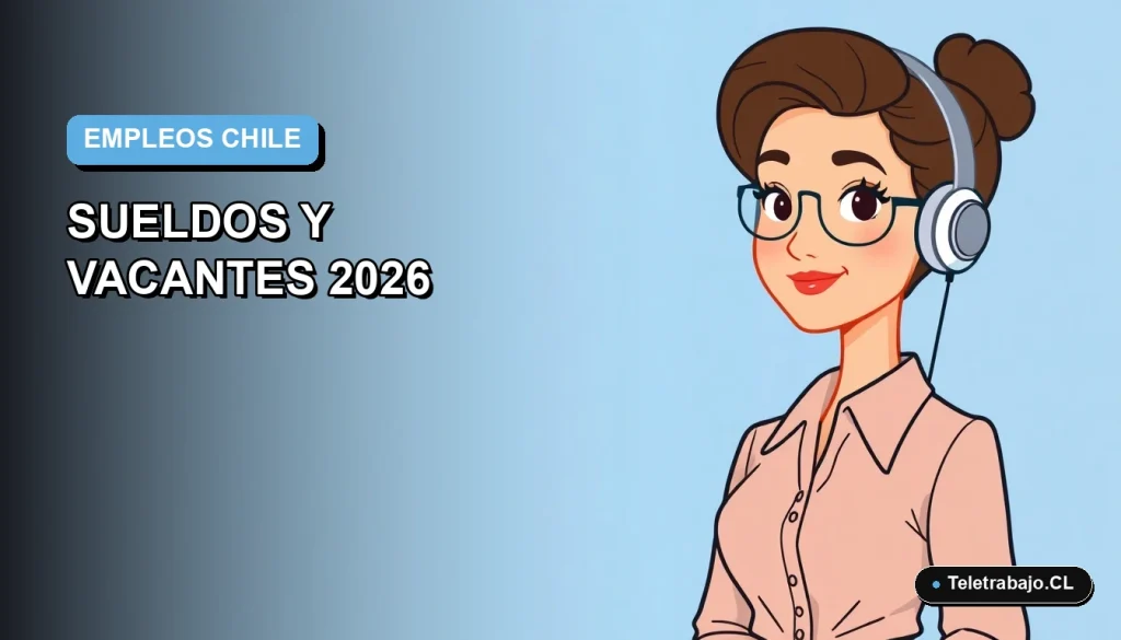 Ilustración vectorial plana de una profesional chilena de tecnología trabajando remotamente, con fondo degradado azul.