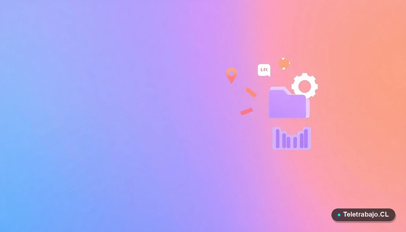 Elementos de interfaz de usuario abstractos y modernos, como gráficos y engranajes, en estilo de ilustración vectorial plana.