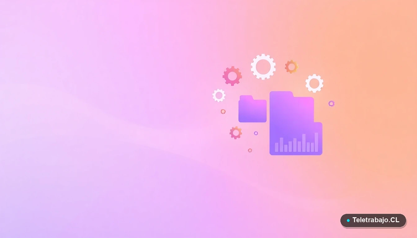 Elementos de interfaz de usuario abstractos, gráficos y engranajes flotantes, representando tecnología y datos para servicio al cliente.