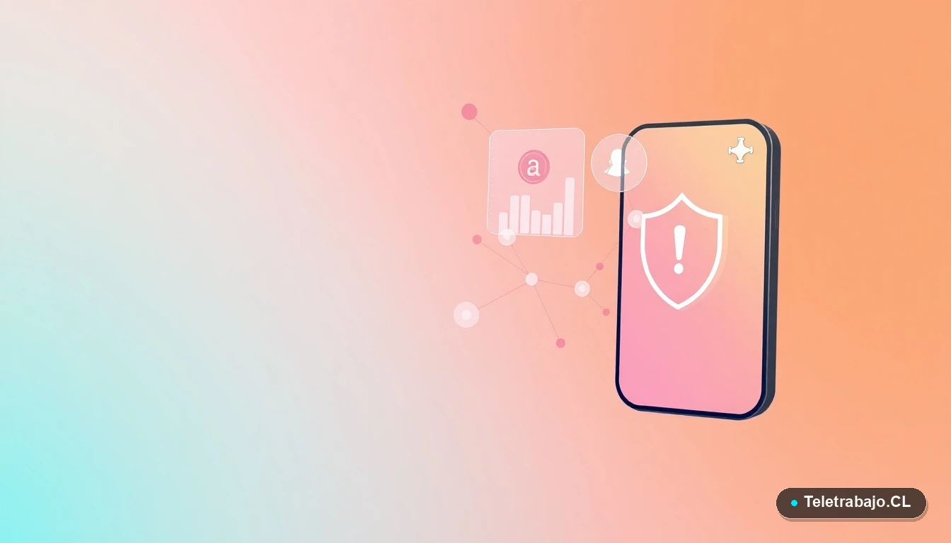 Elementos de UI abstractos como gráficos y un escudo flotantes, ilustración vectorial plana sobre fondo degradado durazno y menta, representando protección de negocio y análisis de riesgo.