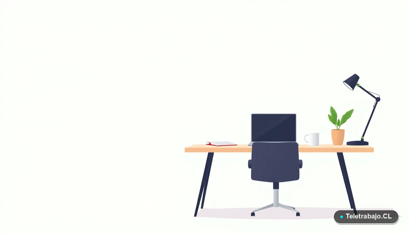 Escritorio moderno minimalista para trabajo remoto con laptop y plantas, fondo degradado verde menta, espacio negativo amplio.