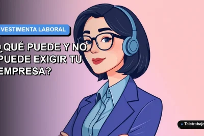 Ilustración vectorial plana de una mujer profesional chilena con blusa azul, representando el código de vestimenta laboral en oficina moderna con fondo degradado.