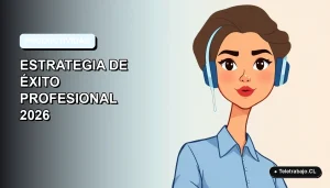 Ilustración plana corporativa de una mujer profesional de teletrabajo con blusa azul, mirando con determinación, sobre fondo degradado suave azul y blanco. Concepto de productividad "comerse la rana".