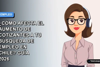 Ilustración vectorial plana de una mujer profesional chilena con blusa azul y lentes, sobre un fondo degradado azul y blanco, representando el mercado laboral.