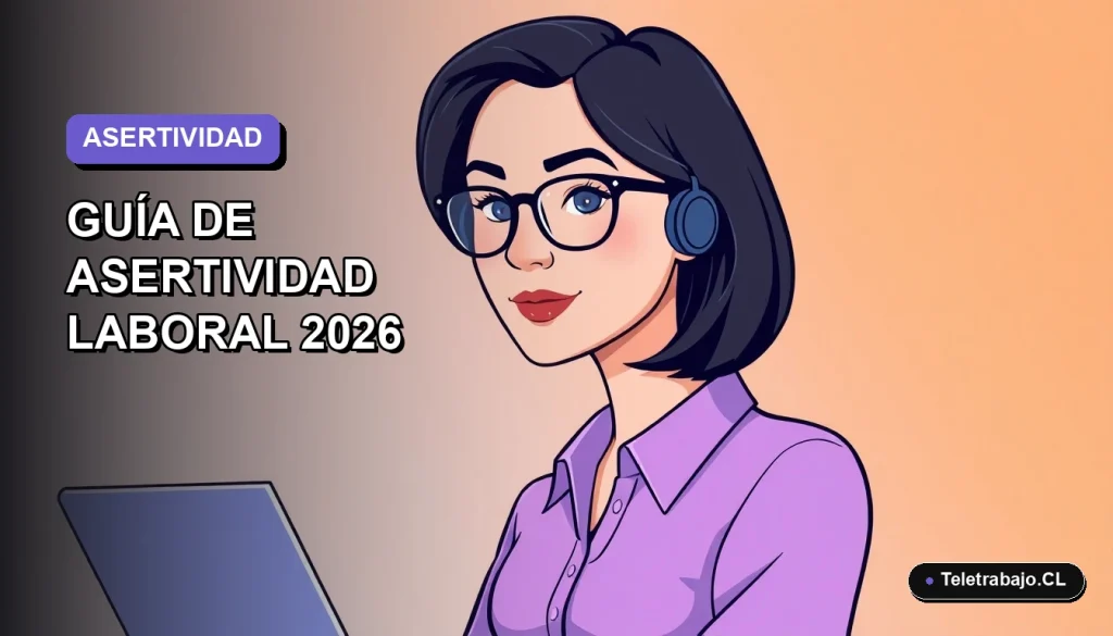 Ilustración plana corporativa de una mujer profesional chilena con expresión asertiva, fondo degradado lavanda vacío, estilo Corporate Memphis.