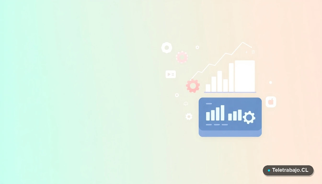 Composición abstracta de interfaz de usuario con gráficos y iconos flotantes, representando preparación y datos para una entrevista de trabajo, fondo degradado verde menta.