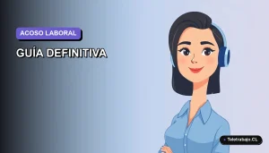 Ilustración vectorial plana de una mujer profesional con blusa azul y peinado moderno, sobre fondo degradado suave, representando la guía definitiva para detener el acoso laboral en 2026.