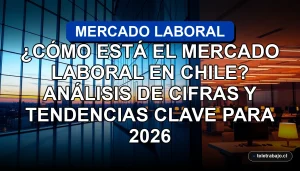 Análisis del mercado laboral chileno con gráficos de tendencias clave para el año 2026 en una pantalla de computador.