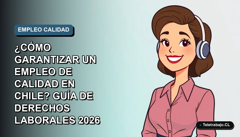 Guía ilustrada sobre derechos laborales en Chile 2026, con trabajadora feliz en estilo gráfico moderno.