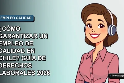 Guía ilustrada sobre derechos laborales en Chile 2026, con trabajadora feliz en estilo gráfico moderno.