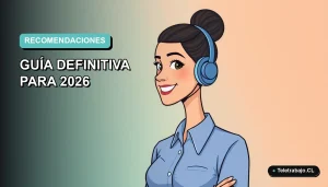 Ilustración vectorial plana de una mujer profesional chilena con blusa azul y pelo recogido, sobre fondo degradado azul verdoso, para guía sobre cómo pedir cartas de recomendación laboral.