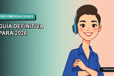 Ilustración vectorial plana de una profesional chilena sonriente, con blusa azul y corte de pelo moderno, sobre un fondo degradado suave de color verde azulado.