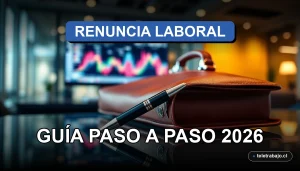 Carta de renuncia formal sobre un escritorio ejecutivo en Chile, guía paso a paso 2026